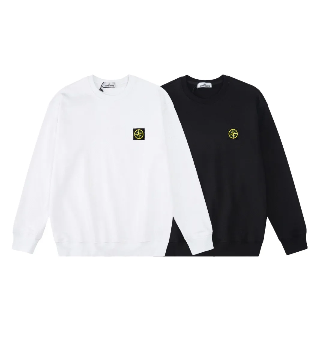 W821#P160💰 Stone Island classic round neck long-sleeved sweatshirt with embroidered badge logo on the chest! Versatile base round neck sweatshirt for couples! Simple armband design, customized 1*1 thread (fine texture), 380g double-strand large terry fabric, very good quality, foreign trade craftsmanship, respect the original version! The threads at the cuffs and hem are all original bartacks! The time-consuming and material consumption distinguishes the ordinary version on the market! Tops worn by celebrities from all walks of life on INS, can be matched with couple styles!  Color: Black White Size: M-XXL